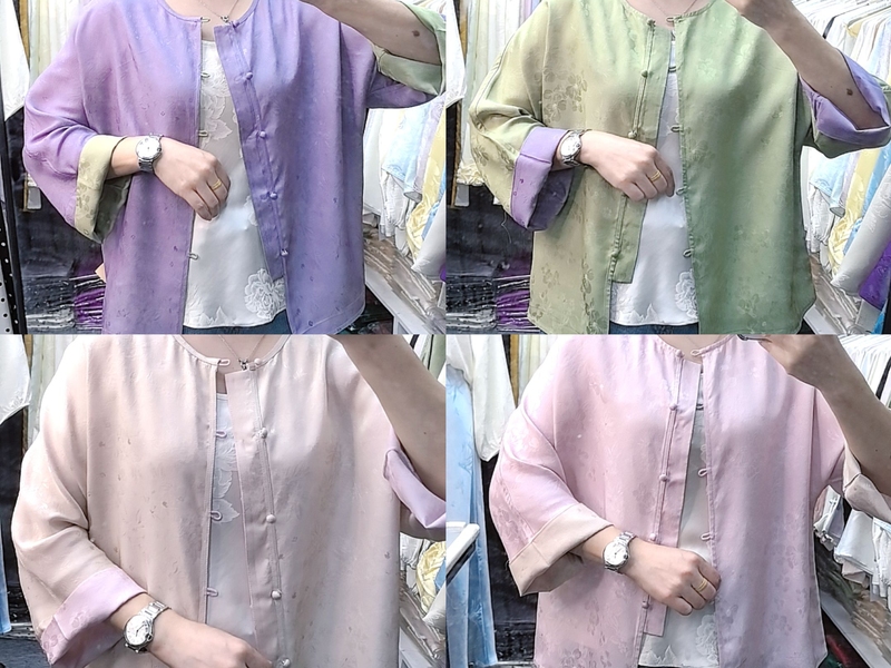 【Reversible Eight-Sleeve Cardigan】100% Mulberry Silk Jacquard Robe Summer Cardigan, Length Approximately 62cm