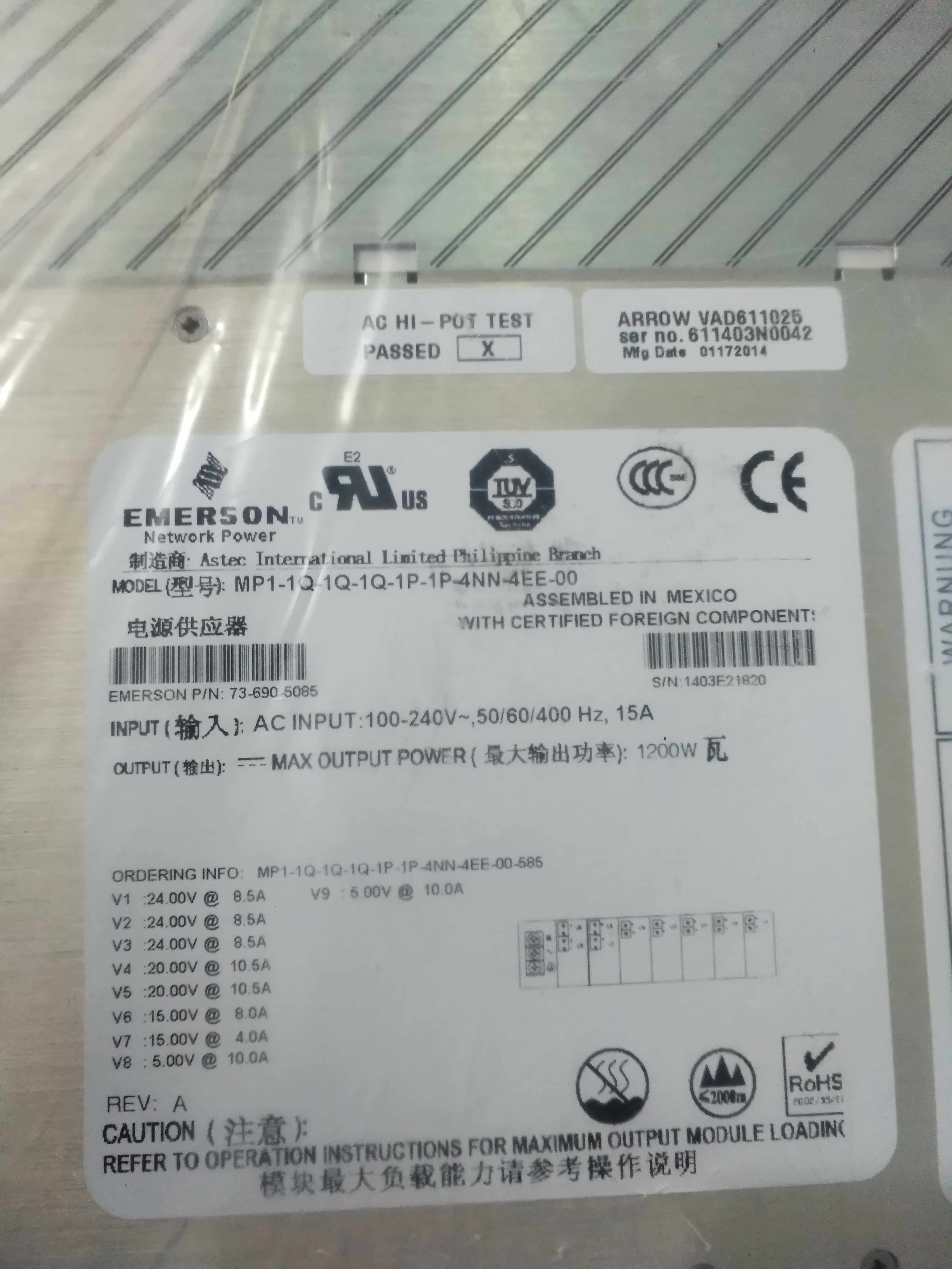 Original load of MP1-1Q-1Q-1Q-1P-1P-4NN-4EE-00 power supply in stock