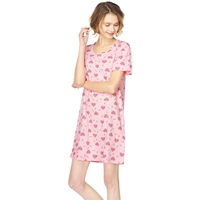[Tự hoạt động] ba súng ladies home váy cotton in lỏng thoáng khí nightdress váy ngủ lụa