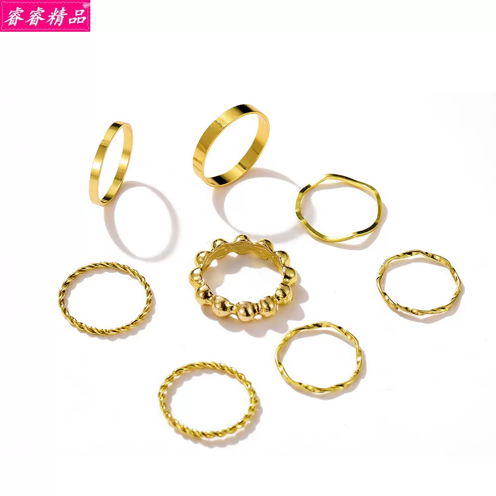 Black Knuckle Ring Set, Creative Multi-Style Alloy Joint Rings, Simple 6-Piece Kit