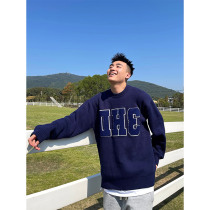 SANBAI Sanbai autumn and winter 900g heavy sweater mens towel embroidered sweater men and women loose round neck shirt tide