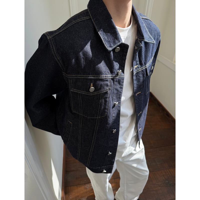Sanbai Three Hundred Classic Tepy3 American Denim Raw Cowhide Jacket Men's Autumn 13oz Washed Denim Jacket Sanbai Three Hundred Classic Tepy3 American Denim Raw Cowhide Jacket Men's Autumn 13oz Washed Denim Jacket