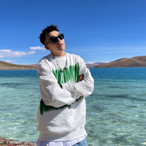 SANBAI Sanbai autumn fleece sweater American trend contrast color letter print pullover top round neck loose