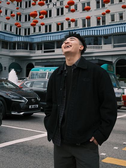 SANBAI 叁佰黑色logo刺绣牛仔外套男士春秋复古水洗夹克