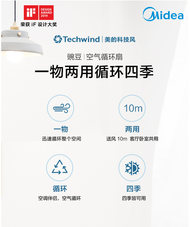 quạt hút mini Quạt điện đẹp nhà quạt thông minh lưu thông quạt gió xoáy nhỏ đậu Hà Lan GDC18FR / FGD18YGR - Quạt điện quạt điện mini