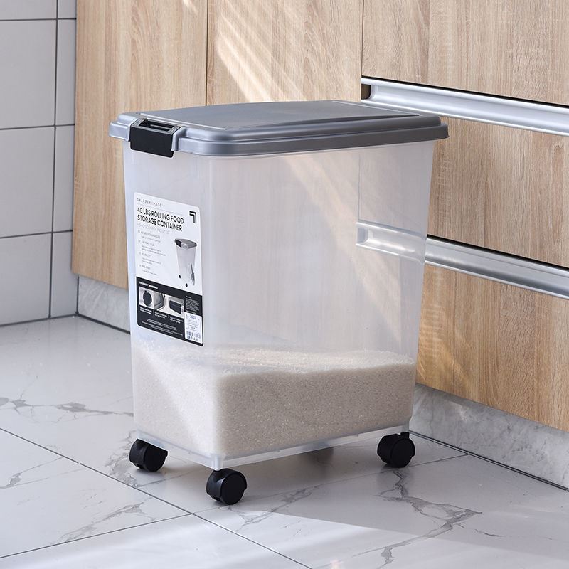 50 catties plastic barrel rice barrel 30 catties 50 catties household moisture-proof insect-proof sealed rice storage box rice cylinder flour rice noodle collection