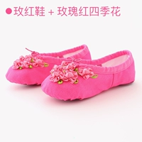 Розовые туфли+роза красные четыре сезона цветы