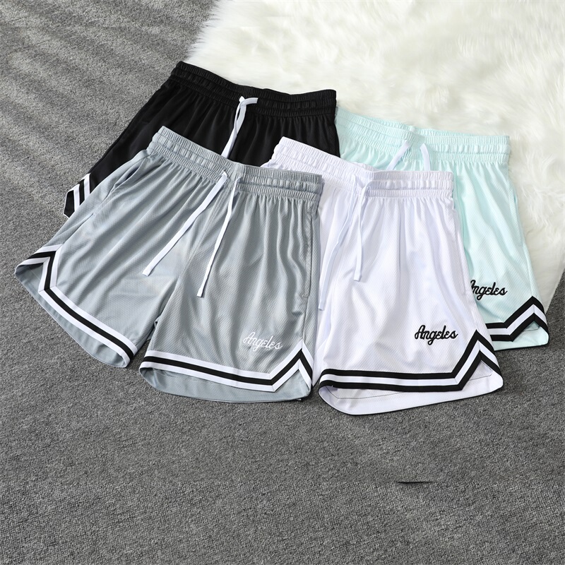 American-Style Basketball Shorts for Practical Training, Loose-Fitting, Sporty, Casual, Embroidered Shorts, Three-Quarter Length, Below-The-Knee, Trendy Men's and Women's Summer Shorts