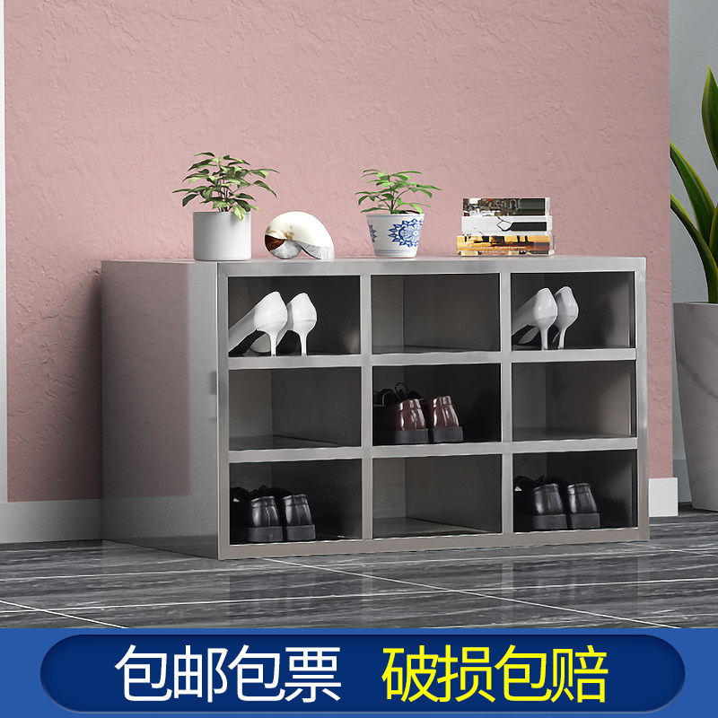 Stainless steel multi-grid shoe cabinet dust-free purification workshop staff shoe cabinet hospital laboratory single-sided double-sided shoe-changing stool