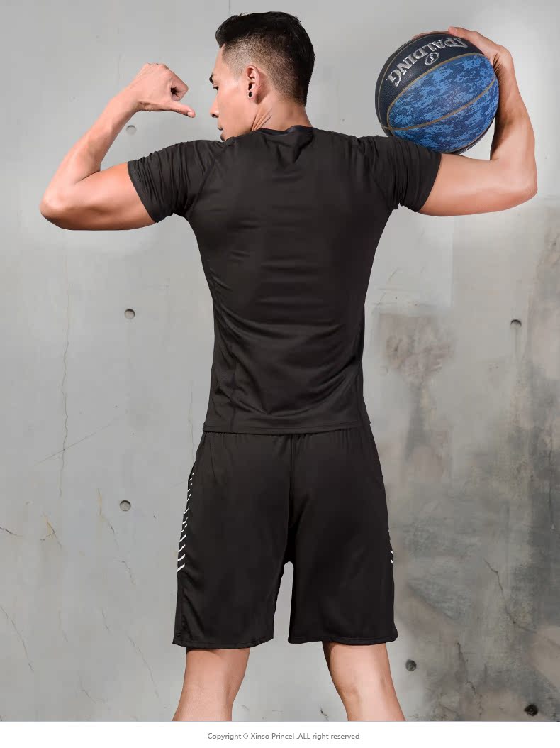 Bộ đồ thể thao nam mùa hè áo thun ngắn tay rộng nhanh quần áo thể thao chạy quần áo thể dục quần short thể thao áo tập gym