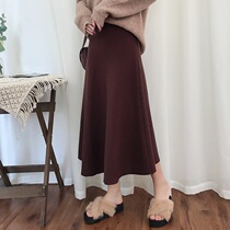 Knitted skirt autumn and winter womens hip skirt slim and thick high waist A- line dress big swing skirt skirt size