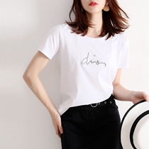 PURE COTTON SHORT SLEEVE WHITE T-SHIRT WOMAN 2022 SUMMER NEW EMBROIDERY COMPASSIONATE PATTERN LOOSE ROUND COLLAR HALF SLEEVE JACKET ASD