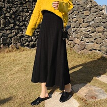 Black skirt winter with sweater medium long high waist crotch skirt slim autumn winter knitted half skirt