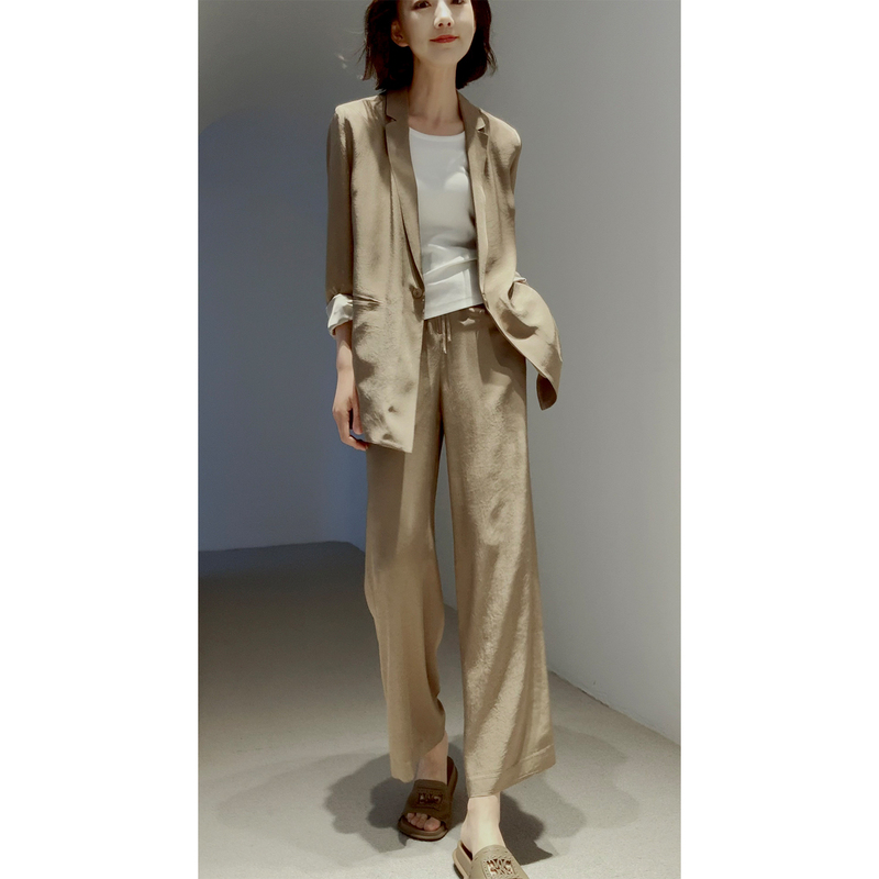 26 New French-Style Relaxed Commuter Suit [Acetate Twill Texture] Thin Blazer/Commuter Trousers