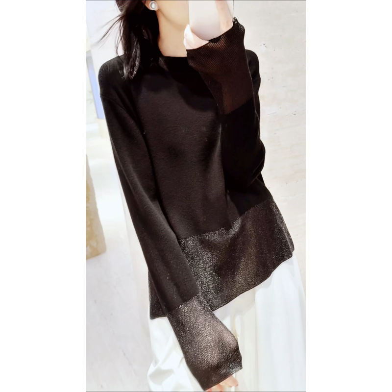 Slim and Shiny Goddess: Warm and Firm [High Weight Worsted-120S Ultra-Fine Wool/Thick 370g] Bling~ Pullover