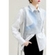 Rongmei's new high-count combed long-staple cotton commuter shirt long-sleeved women