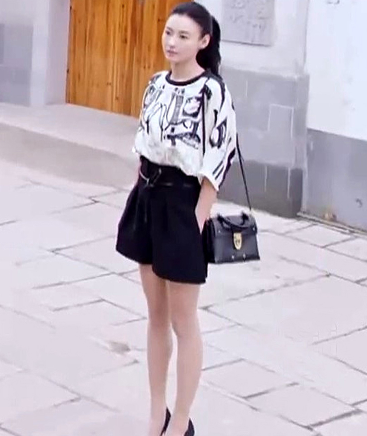 K 美 [KZ0713385] khổng lồ mỏng đàn hồi đôi dệt thắt lưng da dây quần sọt quần short nữ ống rộng