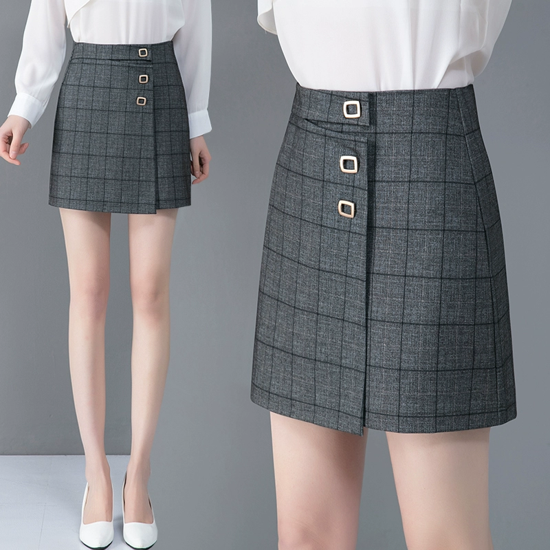 Váy kẻ sọc nữ mùa thu 2021 mới váy cạp cao retro váy ngắn bất thường tất cả kết hợp váy mỏng một đường gói hông váy - Váy