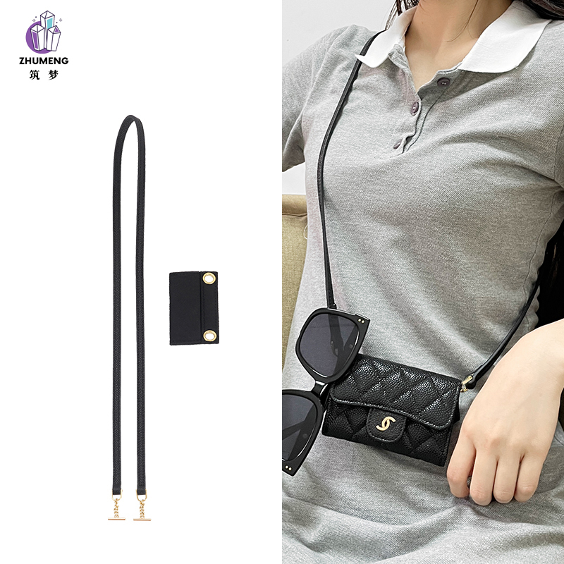 Small Chanel-Style Card Holder Transformed into a Leather Chain Shoulder Strap Crossbody Card Holder Wallet Insert Chain Accessory for Single Shoulder Wear