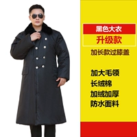 Черное длинное бархатное водонепроницаемое пальто, увеличенная толщина