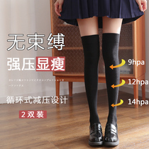 Pressure thin leg stockings womens Japanese JK socks spring and autumn high tube stockings black Middle tube half calf cross knee socks