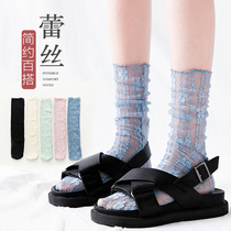 Pile socks women Spring and Autumn thin transparent mesh lace socks childrens socks summer ins tide Japanese sandals socks
