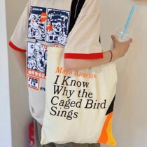 American Out of Print cage bird singing female writer literature art canvas bag tote bag