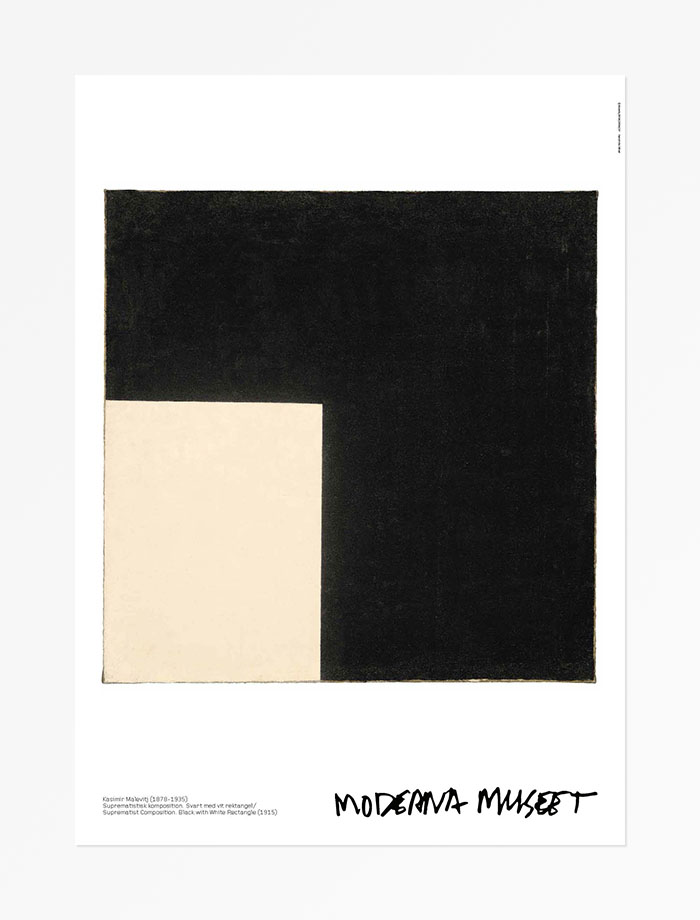 Malevich, black and white geometric abstraction, contemporary art poster, imported from Sweden, Stockholm Art Museum