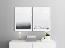 Forest snow mountain lakeside boat Swedish imported original Nordic landscape photography poster Desenio decorative painting