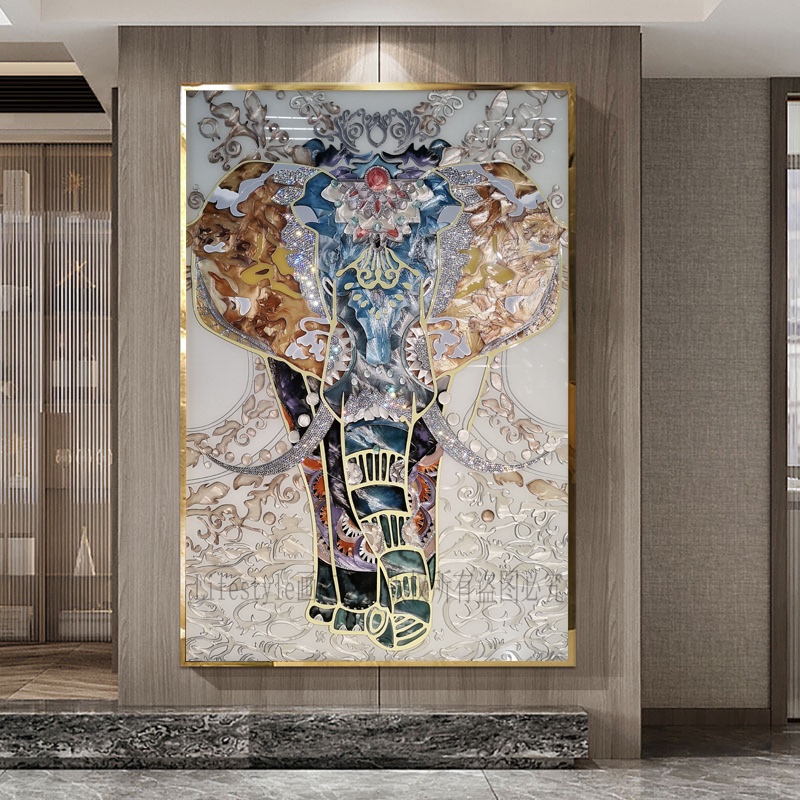 Enamel Painting for Entrance Hall, Corridor, Decorative Painting for Living Room, Diamond-Encrusted Hanging Painting, Wall Art for Dining Room and Bedroom