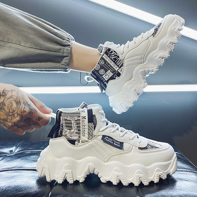 Summer men's shoes 2022 new spring Korean version trendy high cylinder board shoes 100 hitch casual tennis red sports old daddy tide shoes