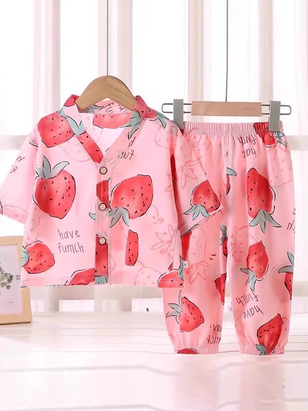 Children's Home Clothes Cotton Silk Set Summer Boys and Girls Pajamas Artificial Cotton Two-Piece Set Breathable Cotton Silk Air-Conditioned Clothing — 3