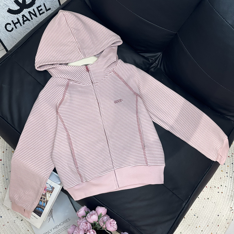 Children's Pink Striped Hooded Jacket 2026 Autumn New Style Girls' Sweet Long-Sleeve Cardigan Sweatshirt Versatile Top Children's Pink Striped Hooded Jacket 2026 Autumn New Style Girls' Sweet Long-Sleeve Cardigan Sweatshirt Versatile Top