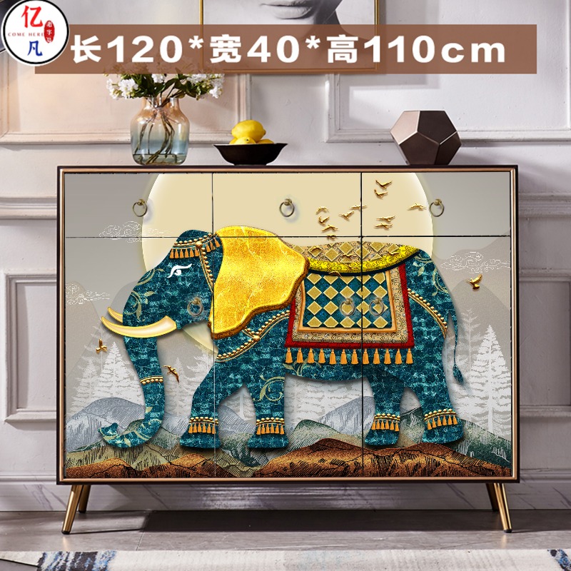 Light luxury drawer shoe cabinet new Chinese style entrance hall porch cabinet elephant decorative cabinet modern drawer functional locker