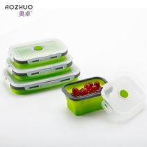 Silicone folding lunch box Portable outdoor travel instant noodle bowl Telescopic tableware Microwave oven refrigerator Fresh food grade