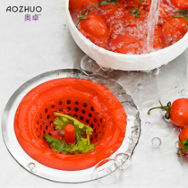 Silicone floor drain Kitchen sink filter Stainless steel filter leak anti-blocking drain plug Portable filter