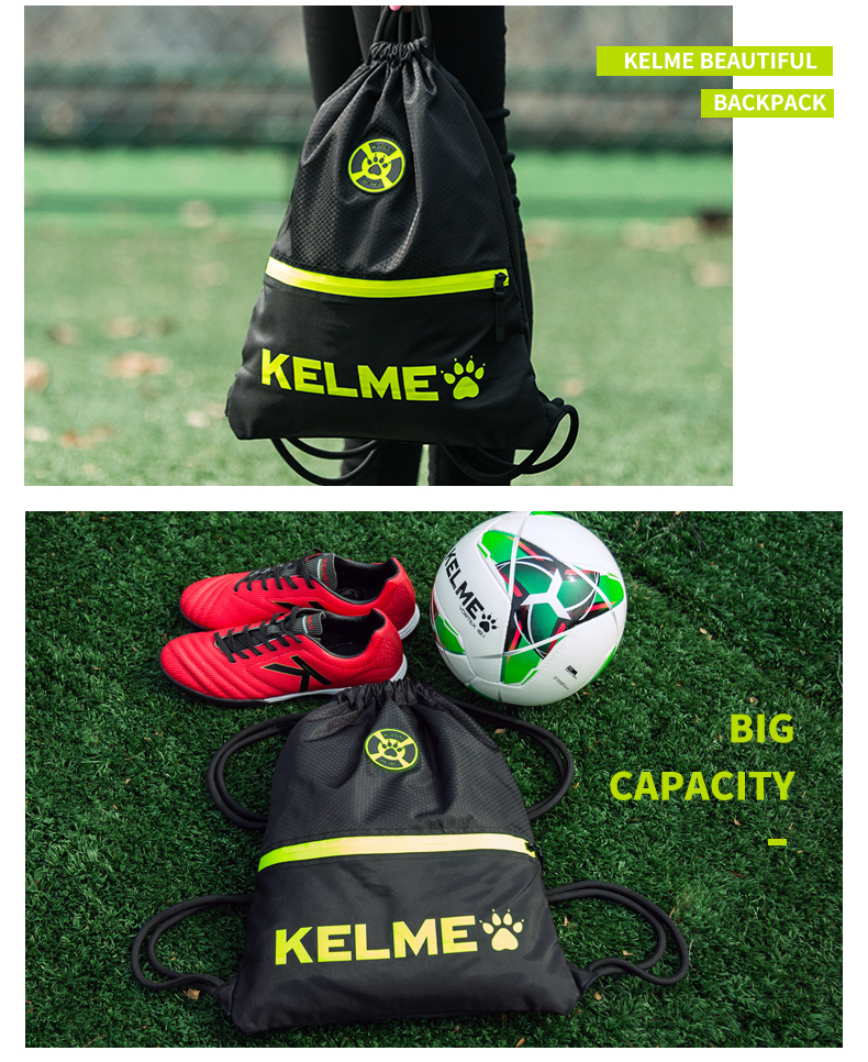 KELME Kalmy Sports Ba lô dây rút Túi lưu trữ Túi lưu trữ ngoài trời Bộ bóng đá nhẹ - Ba lô cặp chống gù