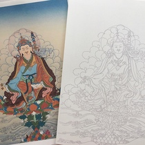 Tangka Hand-drawn Line Manuscript Graph Work Stroke White Sketching Line Manuscript Lotus Peanuts Masters Bodhisattva