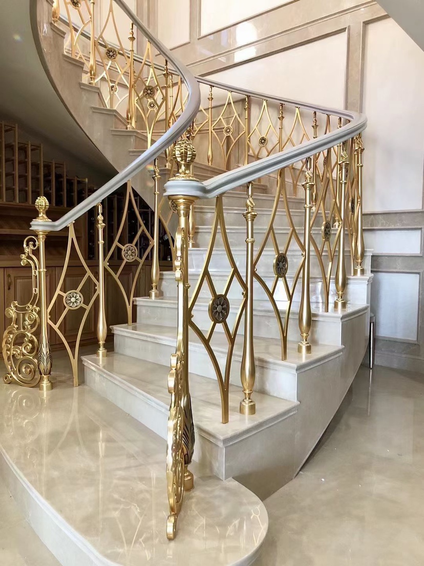 Villa Modern Style Copper Railing New Chinese Bronze Stairway Armrest Method Copper Armrest Brief Eu Bronze Armrest Manufacturer