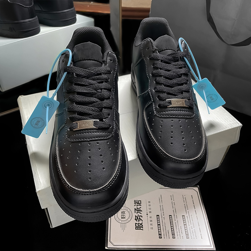 Air Force. One Sneakers Black Warrior Men's and Women's Models Genuine 2024 New Black Af1 Sports Shoes Aj Reverse Hook Shoes for Men