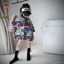 2022 Loose Summer Han Version Hip Hop Printed Half Sleeve T-shirt Blouse Letter Children Fried Street Children Clothing New
