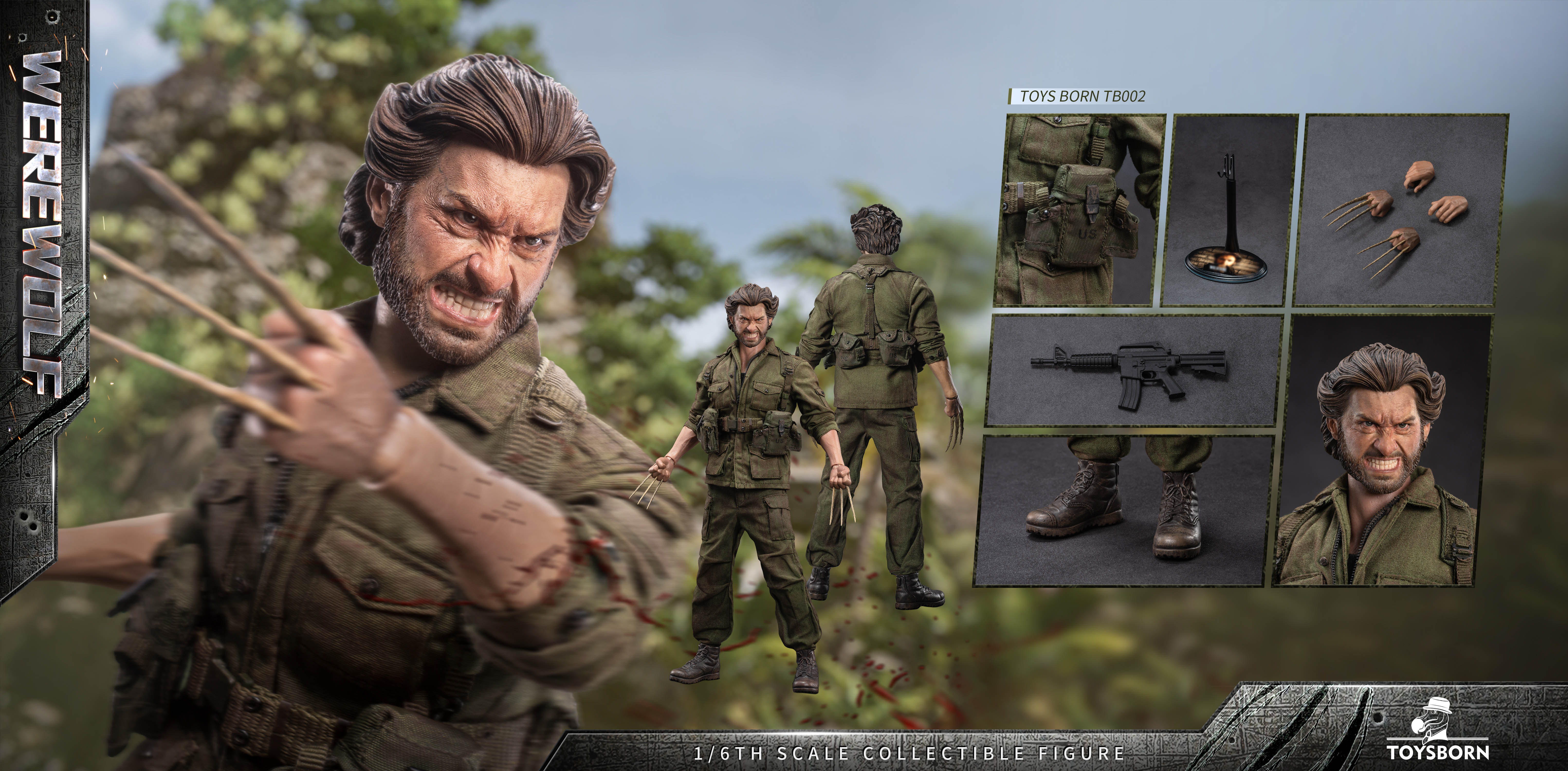 TOYSBORN TB002 1 6 XMAN X Warring Police Golden Steel Wolverine Wolf Uncle to pick up a single