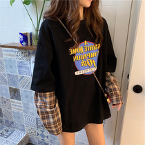 Spring 2021 new niche design temperature-sensitive soft wind Port wind bombing Street Tide brand fake two-piece sweater womens ins
