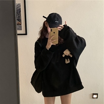 Spring dress 2021 new niche design sense short jacket Japanese ancient black bear sweater womens trend