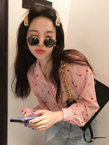 Spring clothing 2022 The new French style sweet and beautiful dont make blouses blouse design sensation Little crowned pink snow-spinning shirt woman