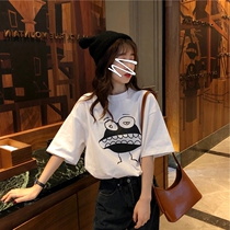 Summer clothes 2022 New sweet and spicy Han Fan chic blouse small crowd design feeling white cartoon short sleeve t-shirt female tide