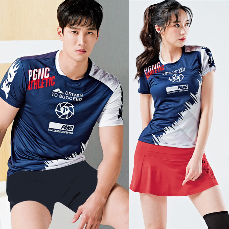 New badminton clothing women's quick-drying tennis skirt sportswear suit men's short-sleeved table tennis clothing couple custom jersey