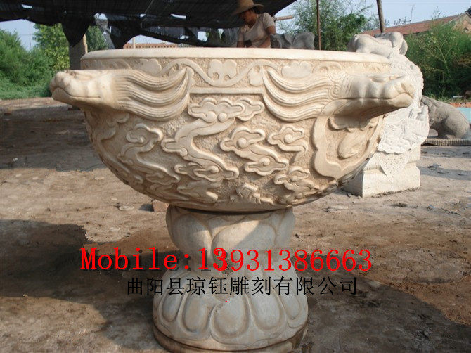 Stone carving fish tank bluestone made old stone trough white stone made old lion head fish pond faucet fish tank courtyard ornament 182