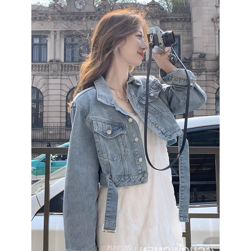 Джинсовый лонгслив, весенняя куртка, кардиган, короткая накидка, в стиле Шанель, размер, эффект подтяжки