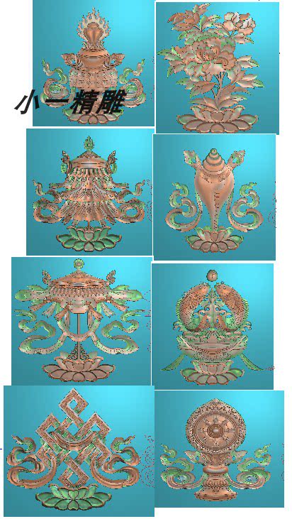 Grayscale Finely Carved embossed pendant with Tibetan eight-treasure auspicious ruyi Divine Instrumental Door door Auspicious Knot Lotus